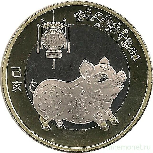 Китай 10 юань, 2019 год свиньи. 10 Юаней год свиньи 2019. Монета свинья Бен. Китай 10 юаней 1986 год тигра. Свинья монеты