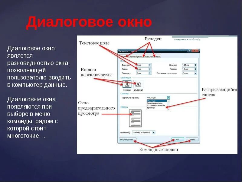 Графических элементов управления характерно для. Диалоговое окно. Названия элементов диалогового окна. Интерфейс диалогового окна. Элементы управления диалогового окна.