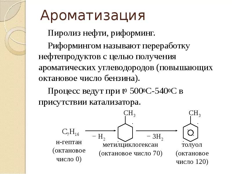 Как называется процесс получения. Риформинг ароматизация нефти. процесс ароматизации продуктов переработки нефти называют. процесс переработки нефти ароматизация. риформинг нефти (ароматизация углеводородов).