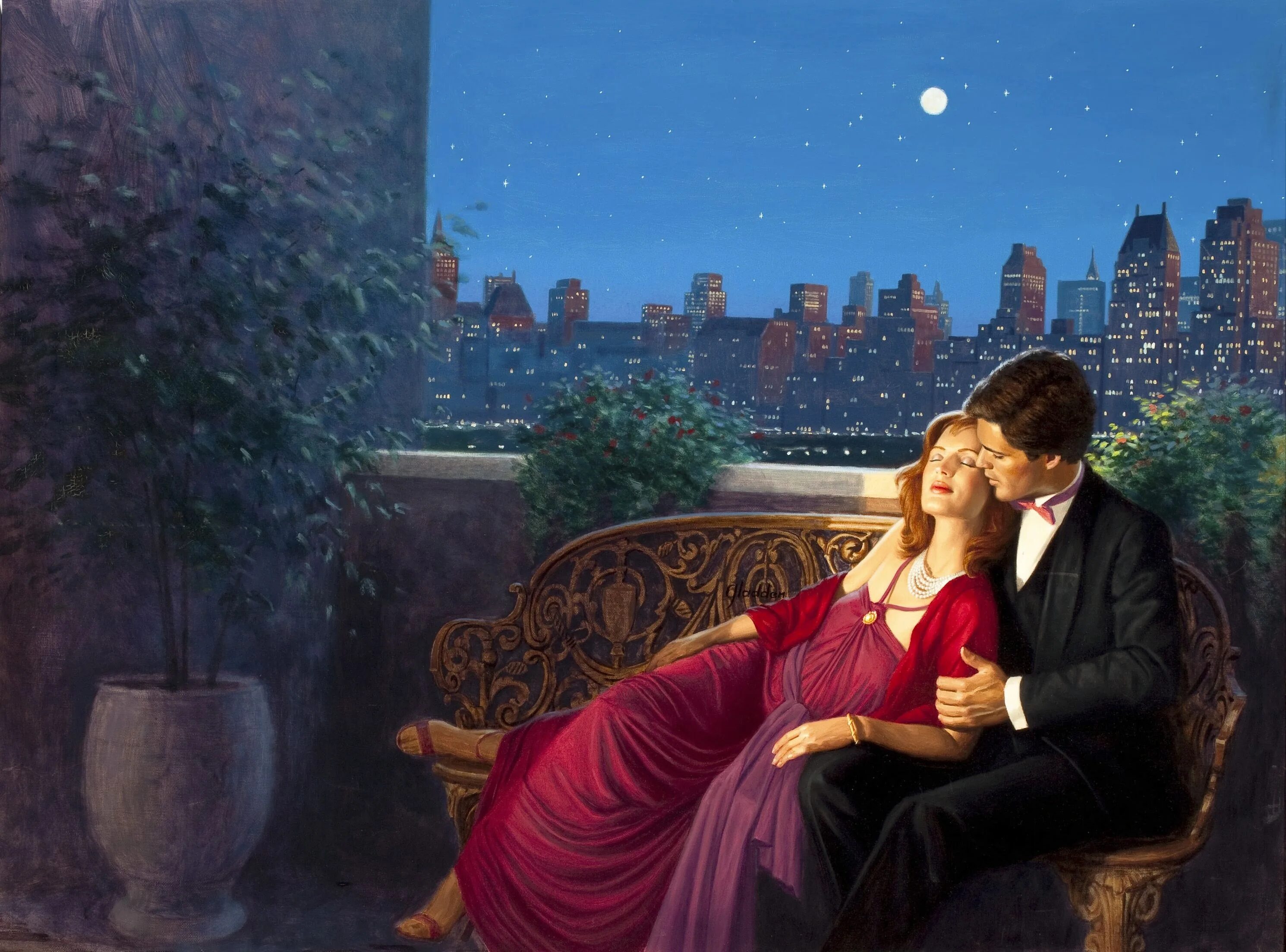 Музыкальный пейзаж. Серенада сердца. Пара в саду живопись. Поющие сердечки. Серенада сердца.