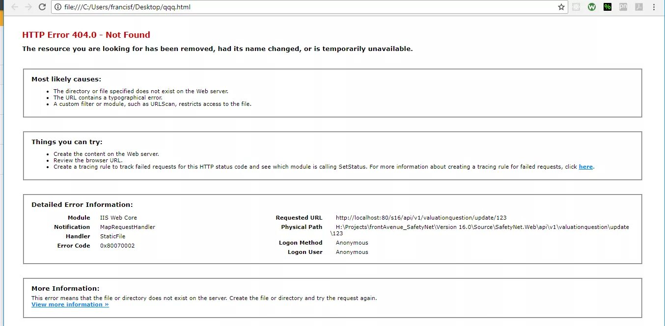 Module does not exist. IIS 404 Error. The requested URL. Browser Error code. The Custom Error Module does not recognize this Error..