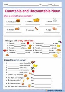 Countable and uncountable nouns 9 grade