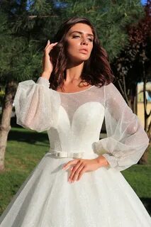 Свадебное платье с пышными рукавами