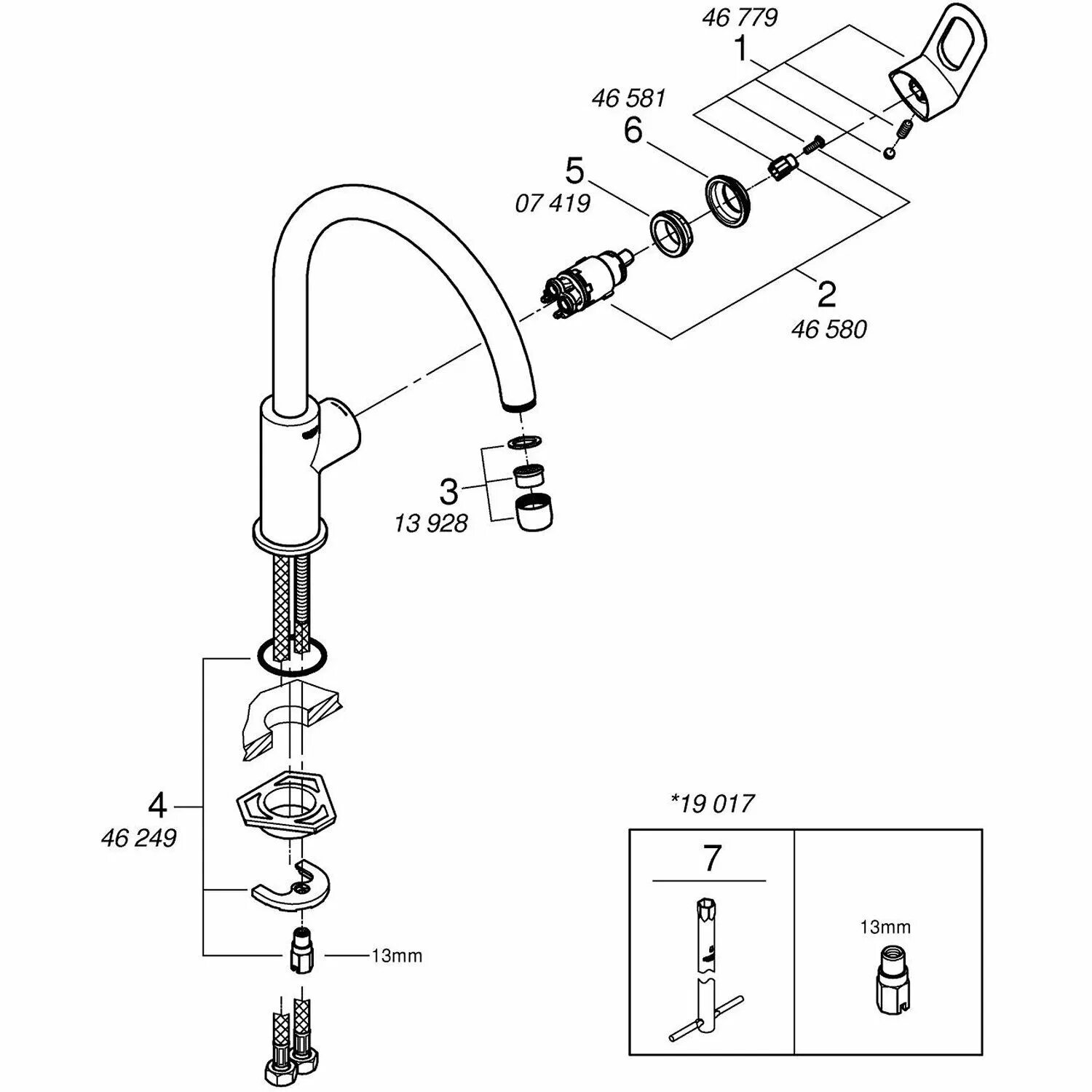 Как устроен смеситель. Смеситель для кухни grohe bauloop, хром (31368000. смеситель для кухни грое схема. кухонный смеситель грое монтаж. разобрать смеситель однорычажный для кухни орас.
