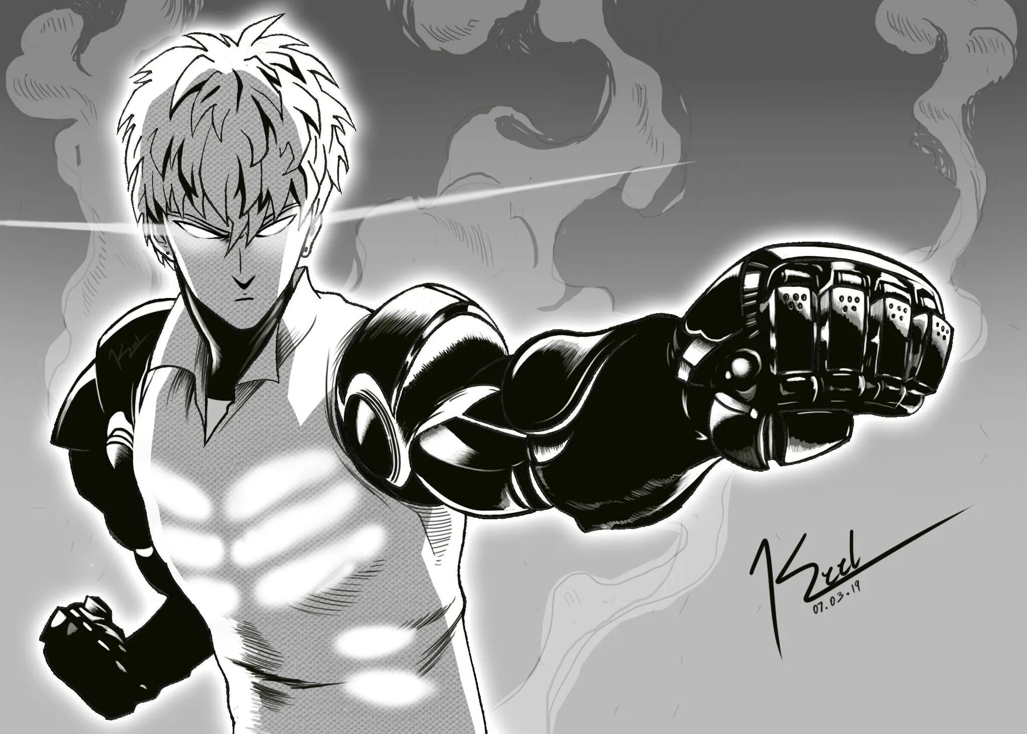 Onepunchman world. Генос арт. Генос Манга. Генос Ванпанчмен Манга.