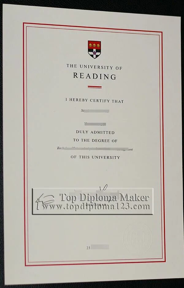 Reader Diploma. University Diploma. Reading Certificate.