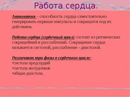 Автоматия работы сердца у человека