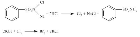 Раствор натрия бромида 5. Реакция с хлорамином б на бромид. Натрия бромид с хлорамином реакция.