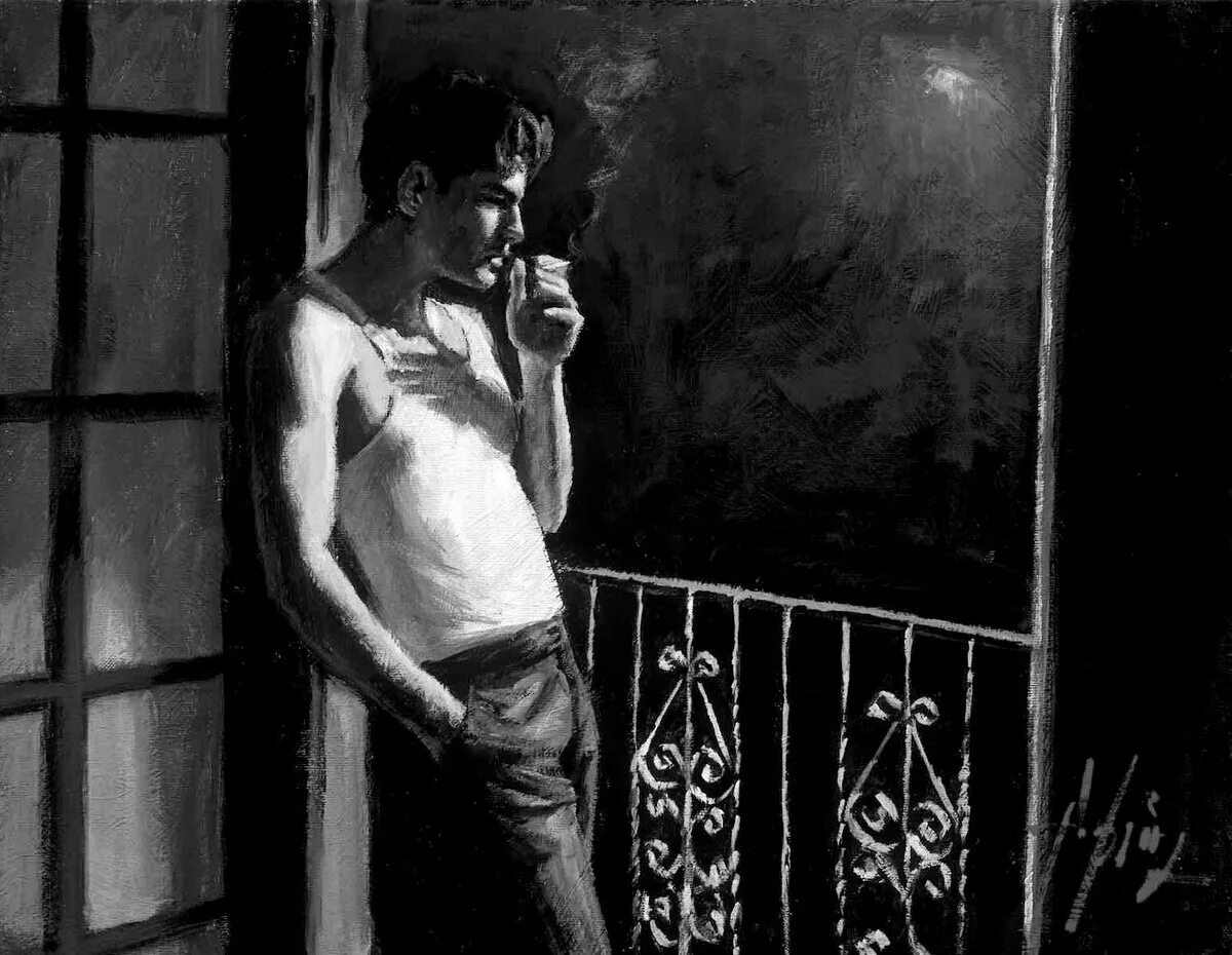 Песня выйду на балкон закурю сигарету. Фабиан Перез картины. Фабиан Перез художник. Художник Фабиан Перез одиночество. Фабиан Перес одиночество.