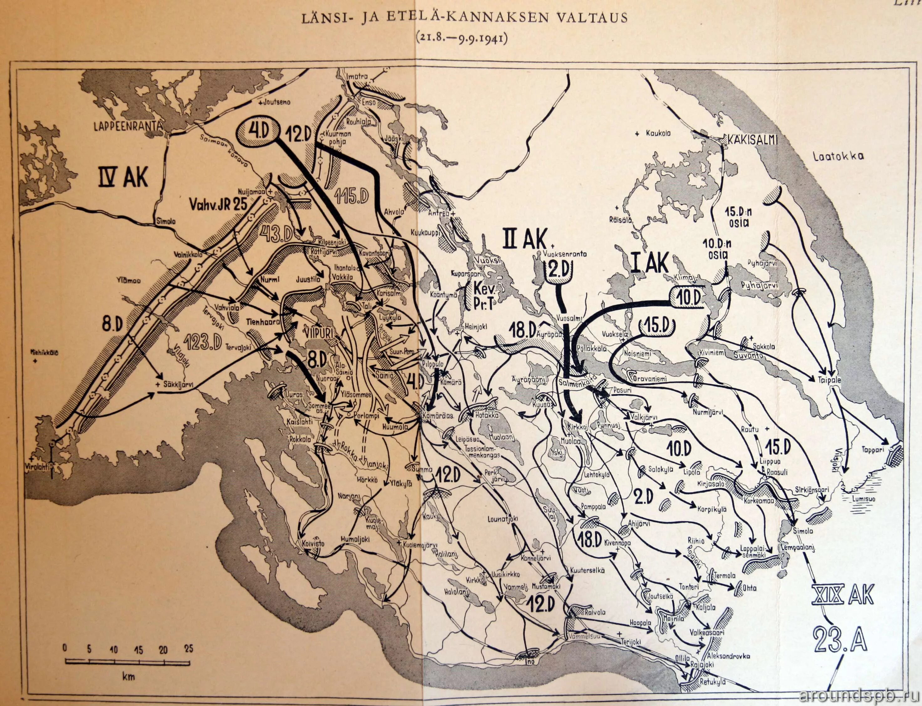 Линия фронта на Карельском перешейке 1941. Наступление на Карельском перешейке 1944.