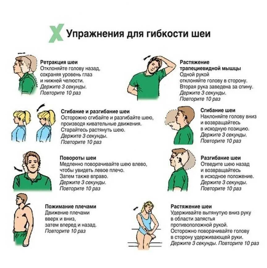 Упражнения против шейного. Шейно-плечевой синдром лечебная физкультура. Гимнастика при боли в шейном отделе позвоночника. ЛФК для шеи при остеохондрозе шейного отдела. Комплекс гимнастики для гибкости шеи.