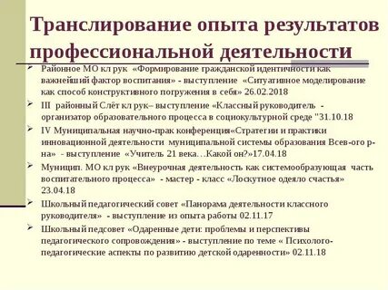 Результаты профессиональной деятельности