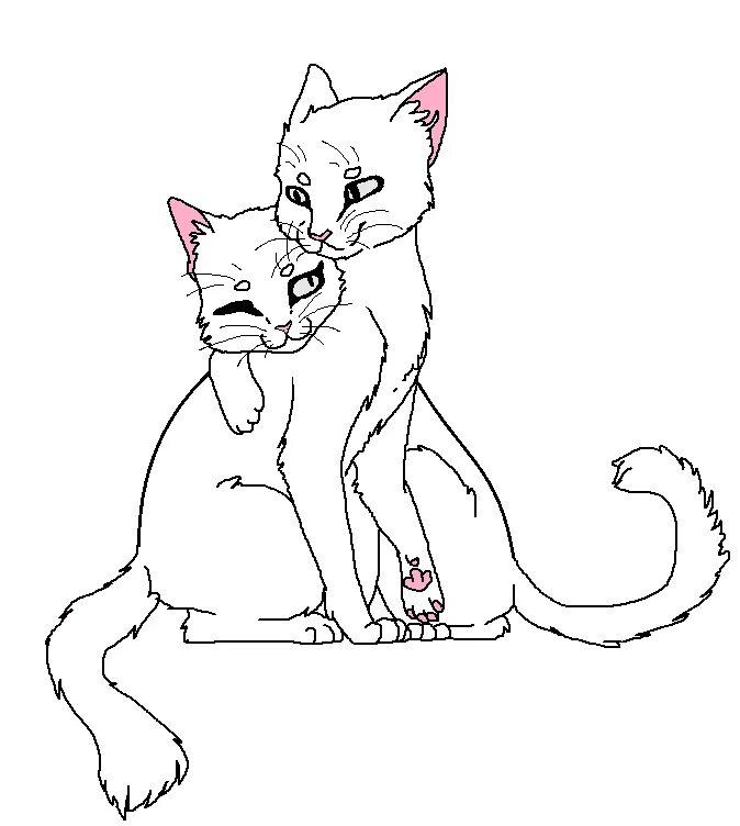 Нарисуй другого кота. Раскраска кот. Картина два кота. Коты воители парочки лайн. Котики целуются.