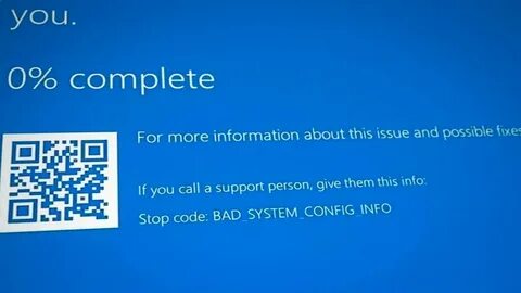 Синий экран bad system config info