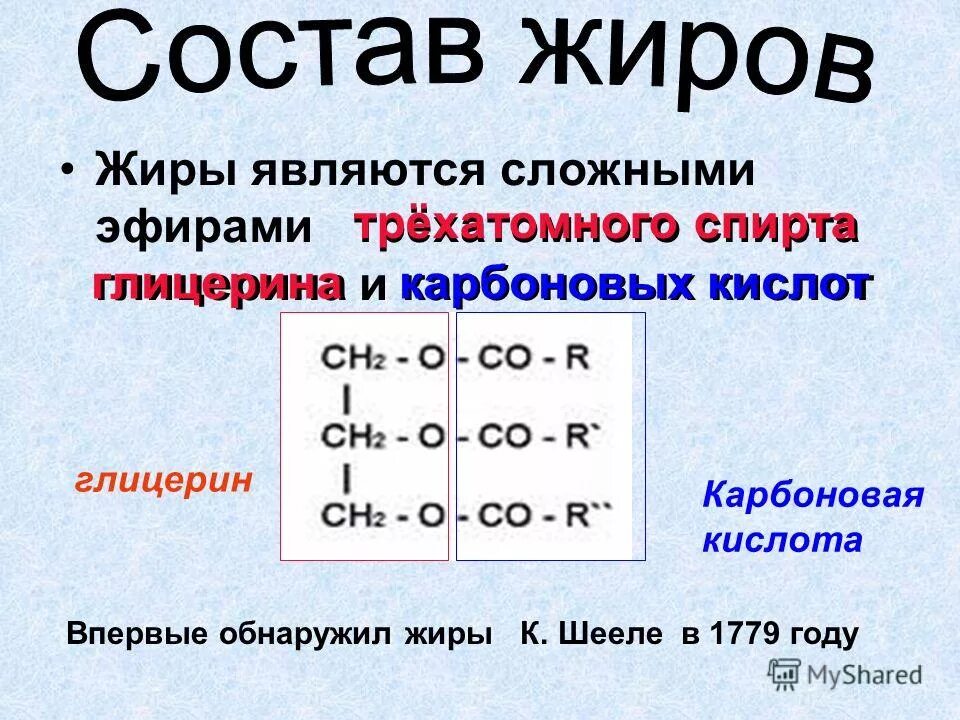 Химическое соединение жиров