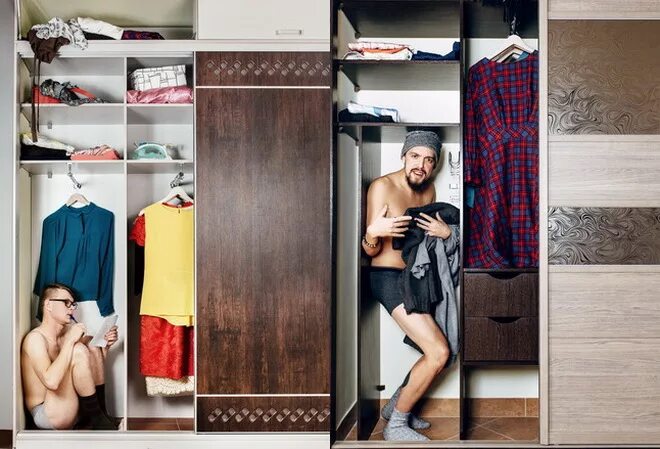 Сидя в шкафу. Измена мужчины. Жена спряталась в шкафу чтобы снять измену. Переспали в шкафу. Женщина прячется в шкафу.