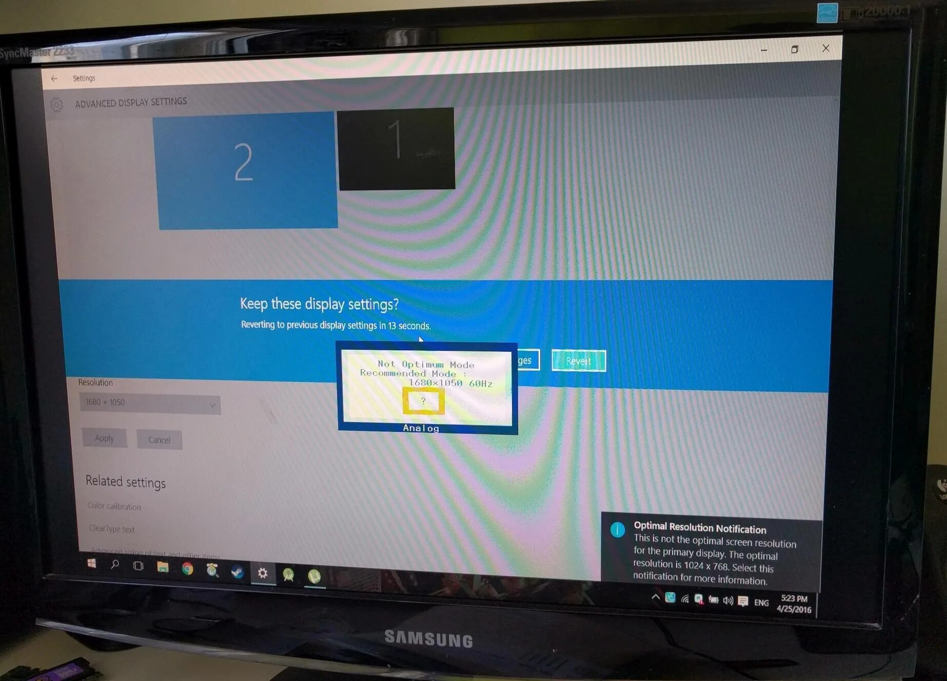 Проблема 2 экрана. Монитор самсунг разрешение 1680x1050 системные характеристики. Проблемы с монитором Samsung. 1668 X 2388 разрешение на мониторе NVIDIA. 2233bw Samsung Signal not found.