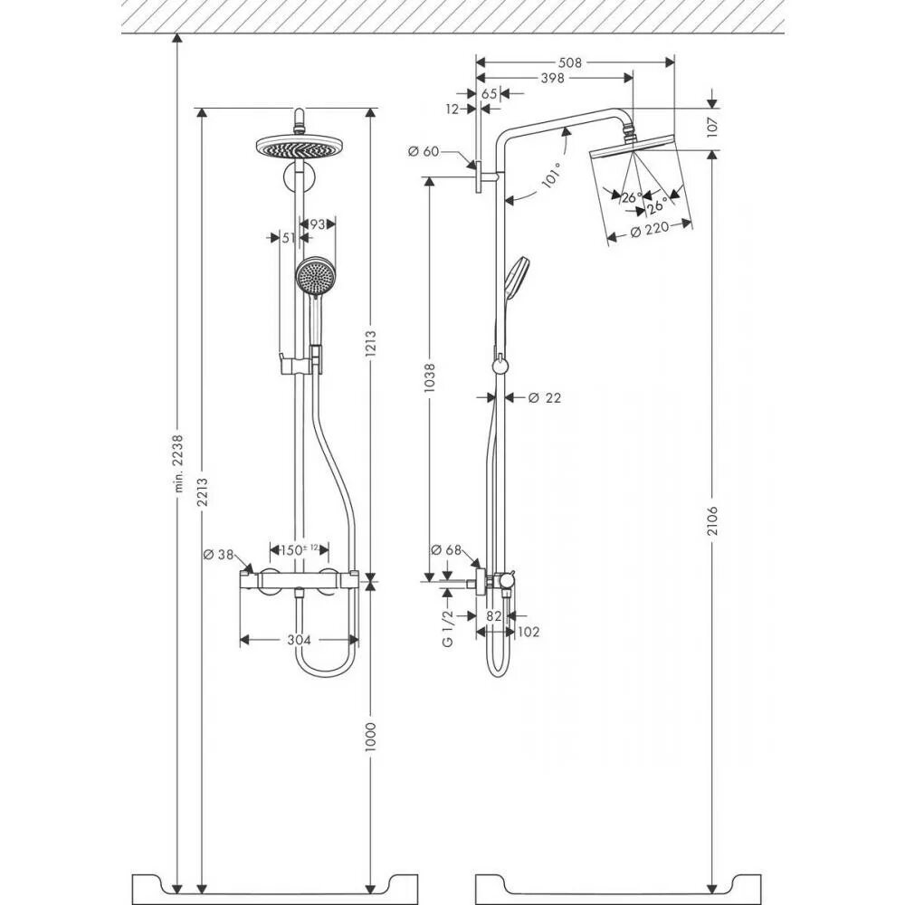 Душевая стойка Hansgrohe Croma 220 Showerpipe 27185000. Hansgrohe Croma 220 Showerpipe. Croma Showerpipe 220. Hansgrohe Axor Showerpipe 26020000 взрыв схема.