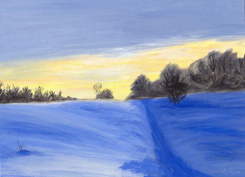 Anna armona ночь. Зимний пейзаж гуашью в сиреневых тонах. Зимнее небо красками. Пейзаж в холодных тонах. Ночной пейзаж акварелью.