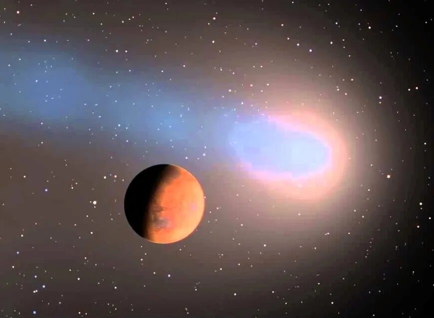 комета марс. на марс падают метеориты. комета марс. метеоритная бомбардировка марса.