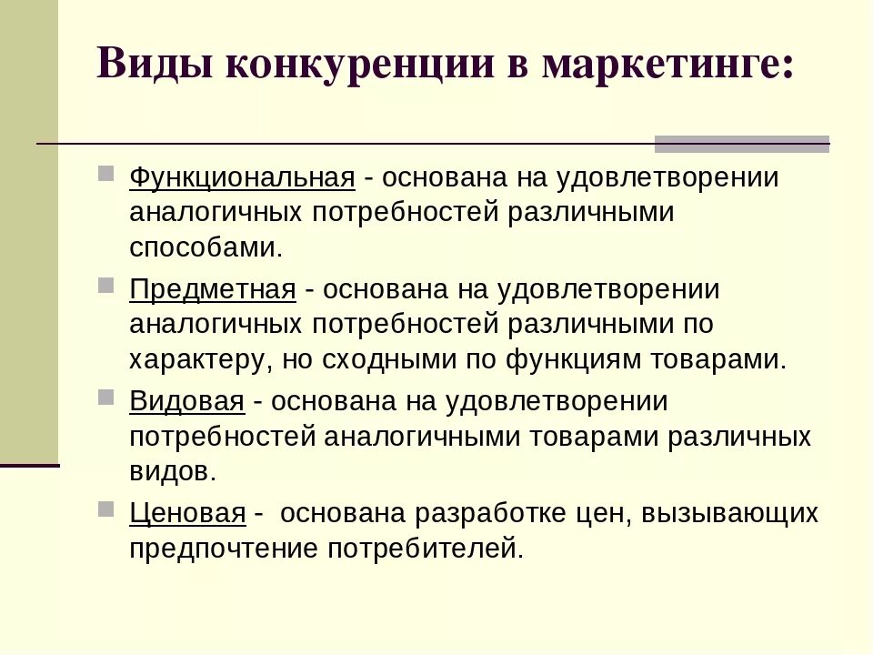 Конкуренция в маркетинге. Виды конкуренции в маркетинге. Типы конкурентов в маркетинге. Классификация видов конкуренции.