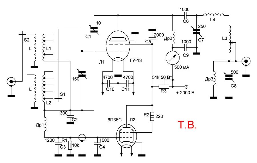 кв усилитель мощности на гу-81м схема. кв усилитель мощности на гк-71 схема. ламповый усилитель мощности кв трансивера схема. кв усилитель на лампе схема. усилитель мощности на гк 71 с заземленными сетками 500-700 ватт.