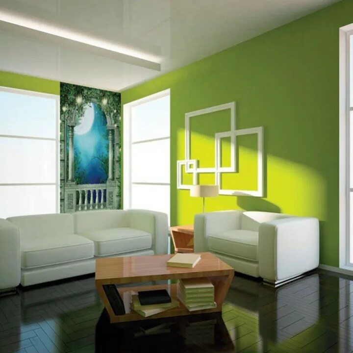 Улучшающий цвет. Салатный цвет в интерьере. Интерьер в зеленых тонах. Крашеные стены в интерьере. Салатовый цвет в интерьере.