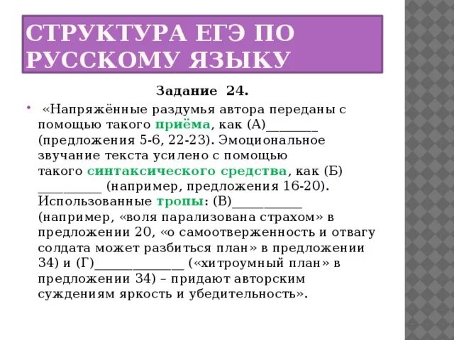 Задание 24 егэ 2023. 24 Задание ЕГЭ русский язык. ЕГЭ русский язык структура. Задание по русскому языку эге. 24 Задание ЕГЭ русский язык шпаргалка.