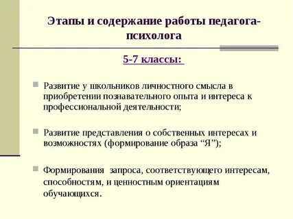 Этапы профессиональной деятельности