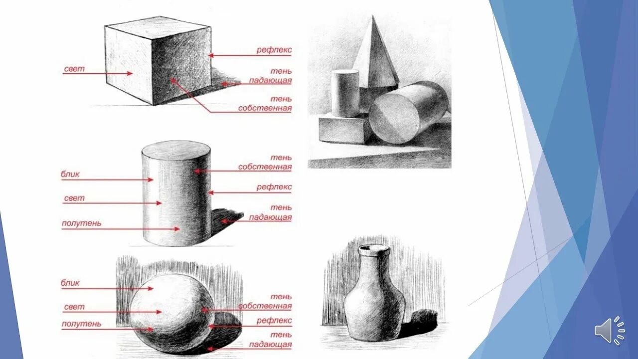 Основы светотени в рисунке. Схема свет тень полутень рефлекс. Основы светотени в рисунке карандашом. Основы академического рисунка тень. Схема света и тени