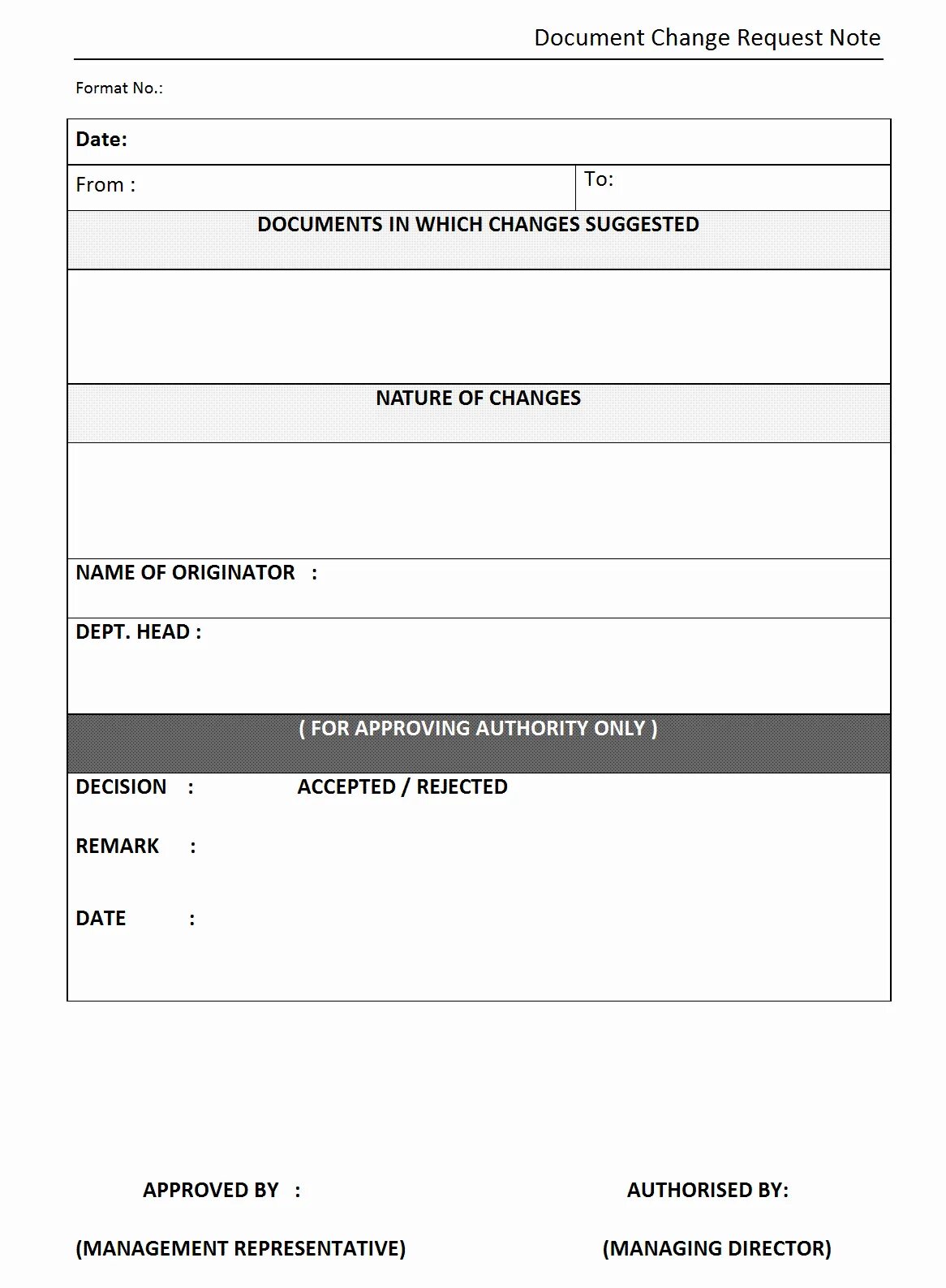 Document query. Change request пример. change document. document template. form of management.