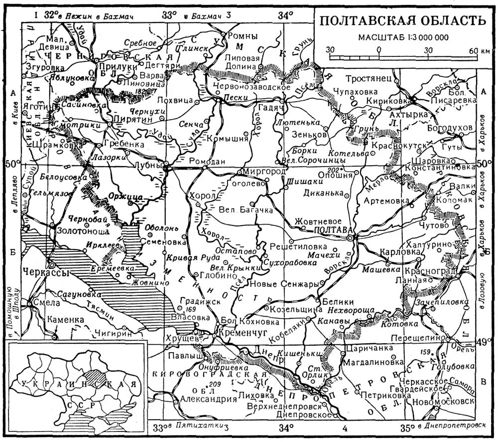 Карта полтавской области