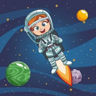 Мальчик и девочка в космосе