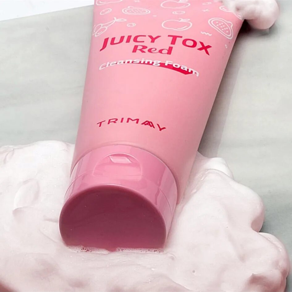 Пенка для умывания trimay juicy Tox Red Cleansing Foam (120 мл). Trimay juicy Tox Cleansing Foam, 120 мл. Пенка дя уывания trimay juicy TX Red Cleansing foam120 ml. Осветляющая пенка для умывания с экстрактом граната и грейпфрута trimay. Фруктовая пенка