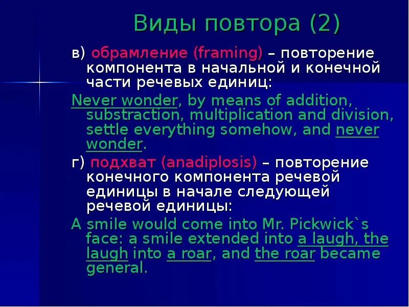 Типы повтора. Типы повтора