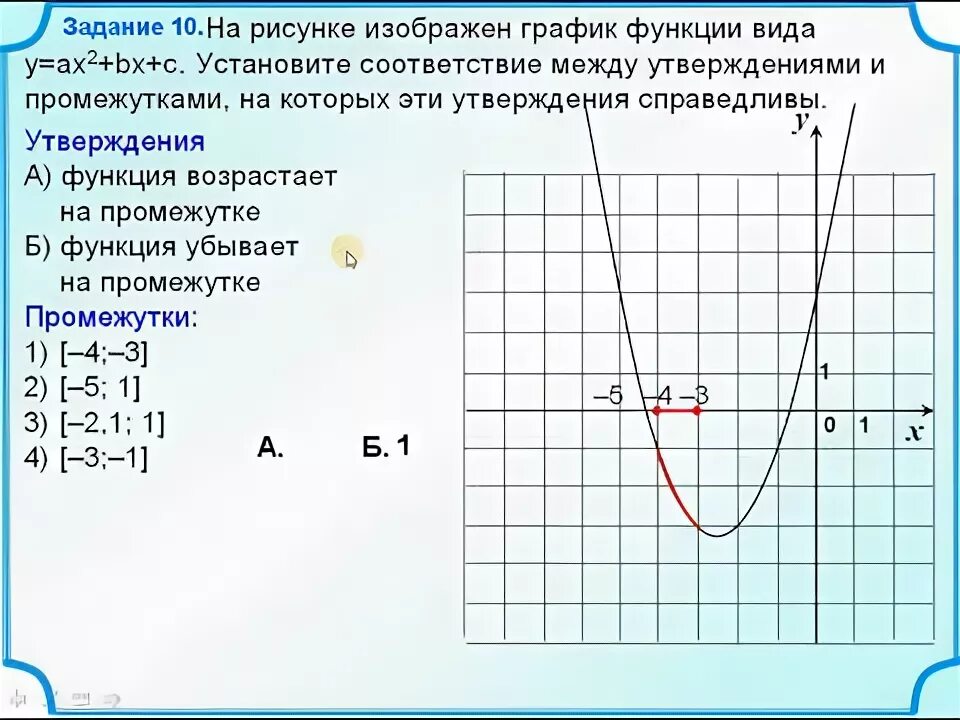 На рисунке изображен график функции установите соответствие. Промежутки возрастания и убывания функции по графику параболы. Возрастание и убывание функции парабола. Промежуток возрастания квадратичной функции. Возрастание и убывание квадратичной функции.