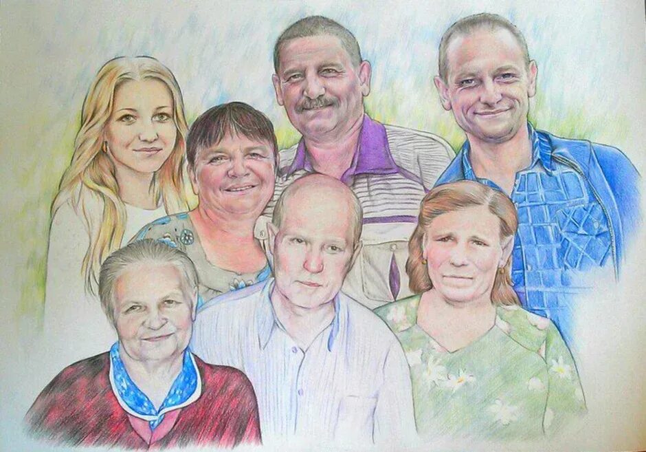 Семейные поколения 1 класс. Семейный портрет. Семейный портрет рисунок. Портрет моя семья. Семья рисунок.