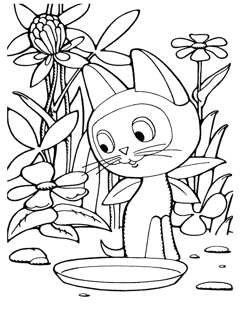 Раскраска для 5 лет из мультфильмов. Котенок гав раскраска. котенок гав раскраска для детей. котенок гав раскраска для малышей.