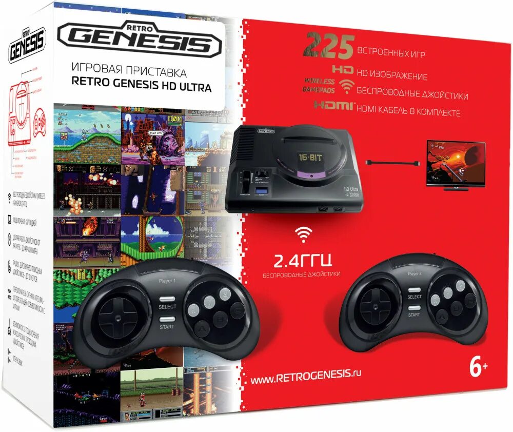 Ретро консоль retro genesis. Sega retro genesis hd ultra + 225 игр (2 беспроводных 2.4ггц джойстика, hdmi кабель). приставка genesis retro 225 игр. игровая консоль retro genesis 16 bit. игровая приставка retro genesis hd ultra 225 игр.