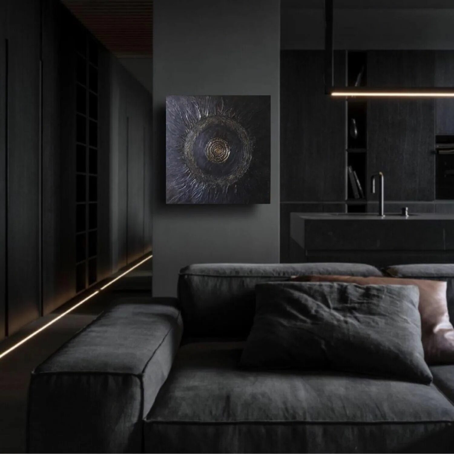 007-home-kiev-yodezeen Dark living room decor, Dark living rooms, Dark interiors