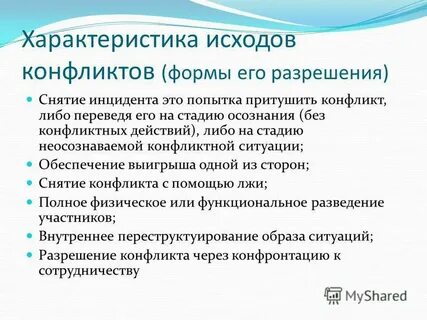 Исходы конфликта