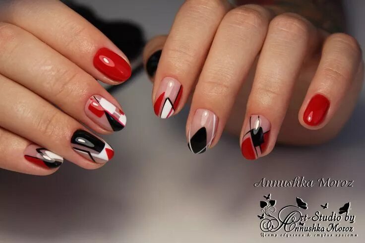10 популярных идей на тему "red white and black nails acrylic" для вдохновения