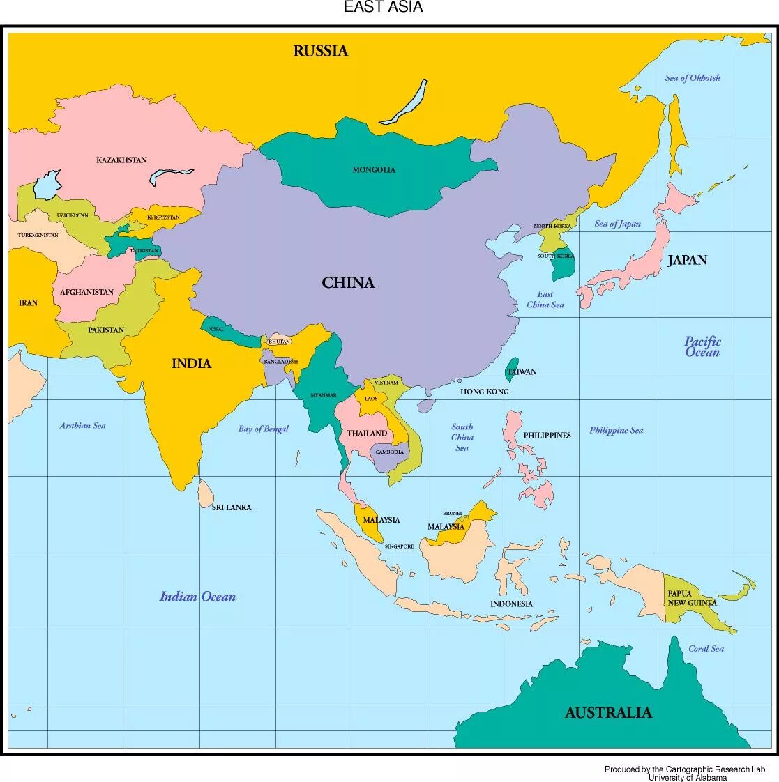Восточная азия это какие страны. Географическая карта Юго Восточной Азии. Карта Юго-Восточной Азии и Китая. Карта Южной Азии со странами крупно. Китай на карте зарубежной Азии.