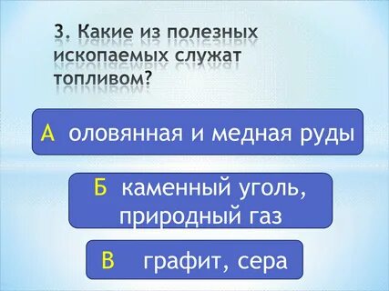 Полезные ископаемые служат топливом