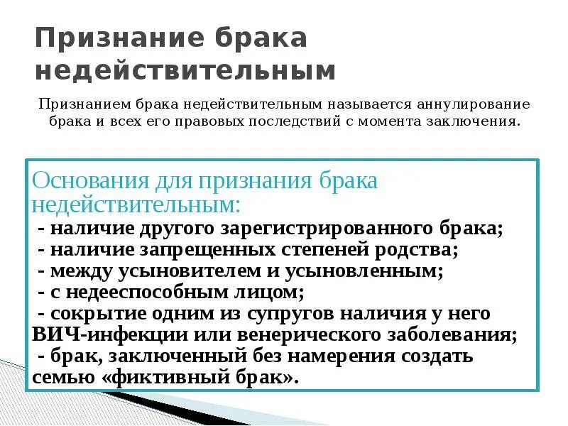 Порядок признания брака недействительным схема. Понятие основания и порядок признания брака недействительным. Признание брака недействительным схема. Недействительность и расторжение брака. Признаки вступления в брак