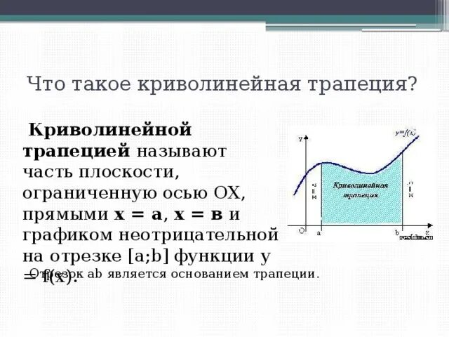 Изобразите криволинейную трапецию ограниченную осью ох. Криволинейная трапеция. Ось криволинейной трапеции. Что называется криволинейной трапецией. Что не является криволинейной трапецией.