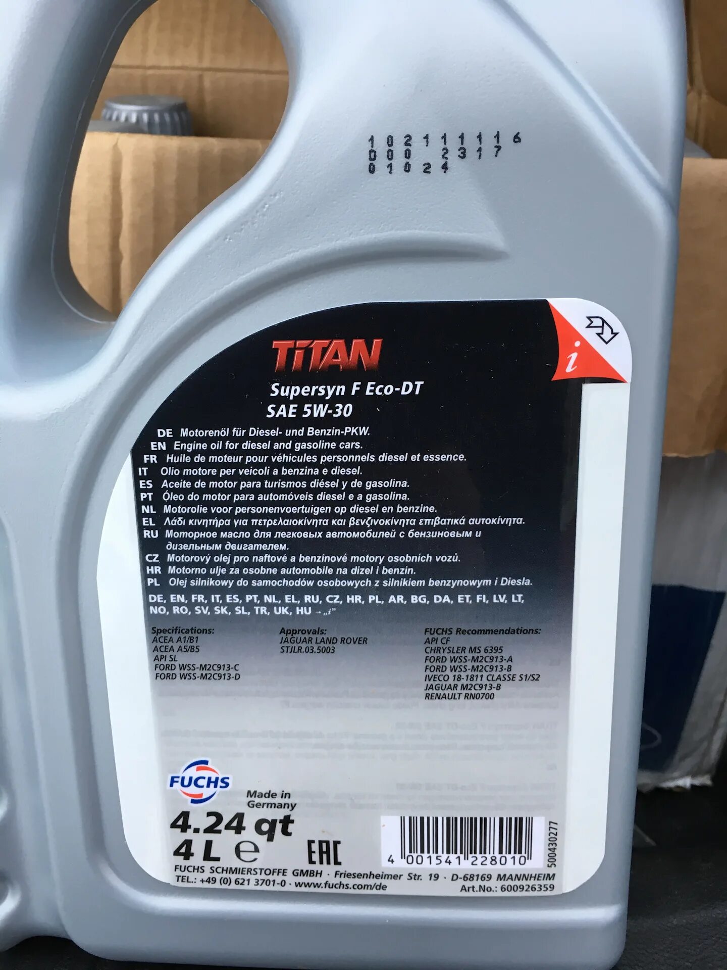 Моторные масла допуск а5. Fuchs Titan 5w30. Масло Fuchs Titan 5w30. Масло моторное 5w30 Фукс Титан. Titan SUPERSYN F Eco-DT 5w-30.