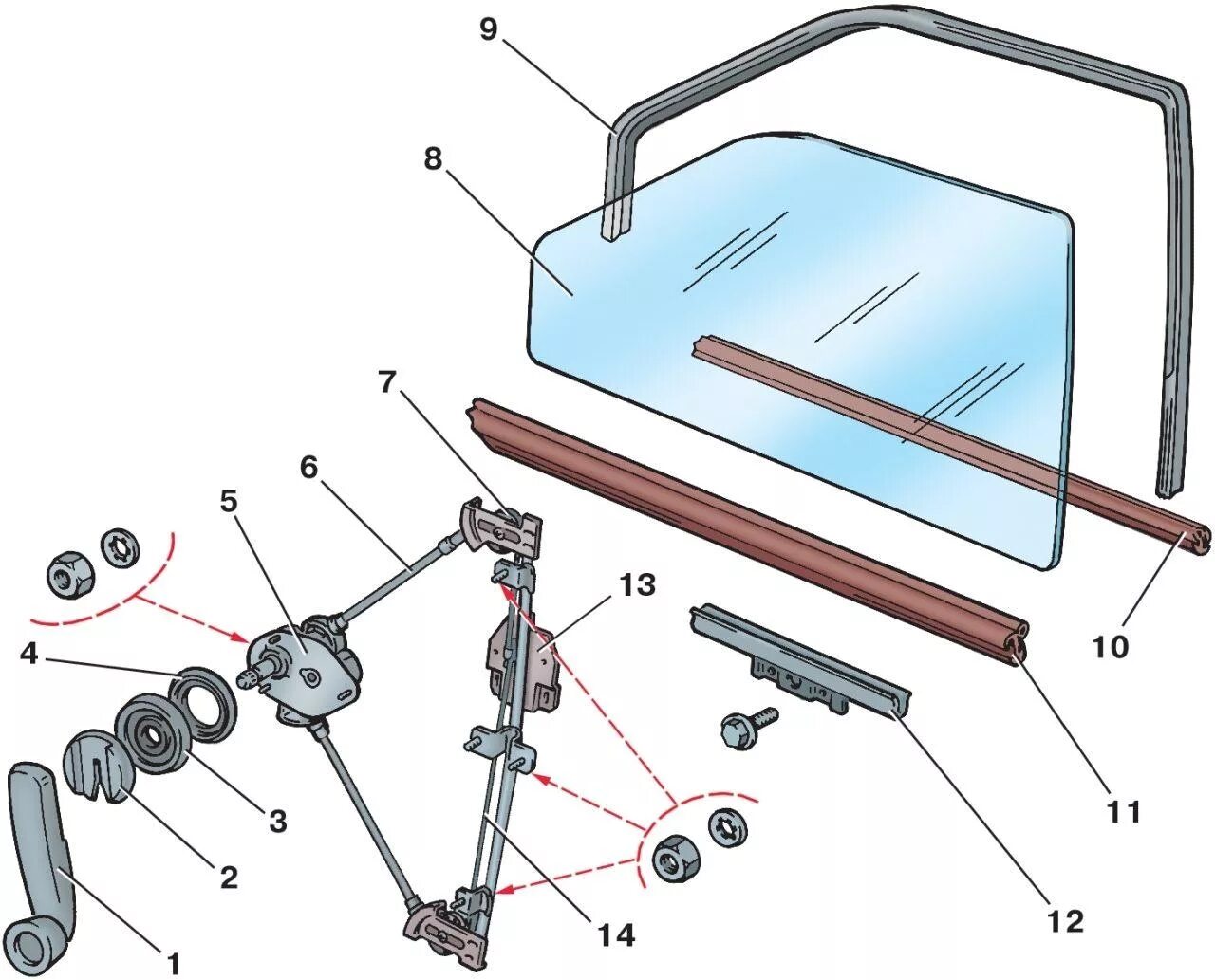Ручной механизм стеклоподъемника ВАЗ 2114. Механизм подъема стекла ВАЗ 2109. Крепление стекла ВАЗ 2113. Механизм поднятия стекол ВАЗ 2109.