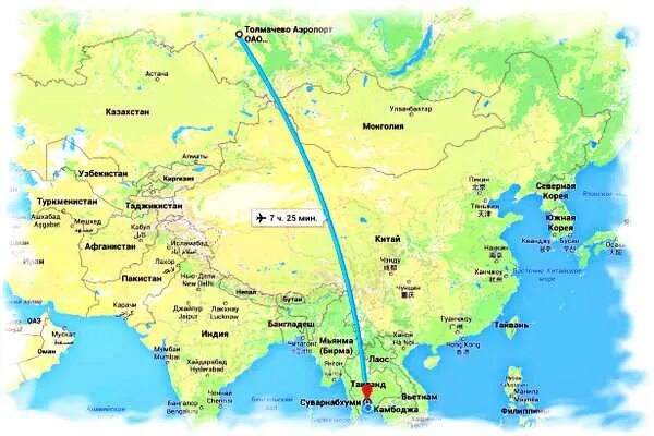 Новосибирск бангкок сколько лететь