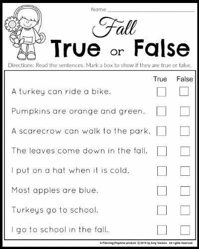 Reading true false tasks